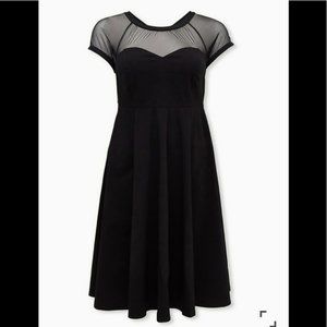 NWT - Black Mesh Inset Swing Dress